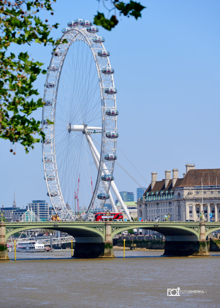 London Eye (Londyńskie Oko) w Londynie. The photo spark sees the London Eye in London