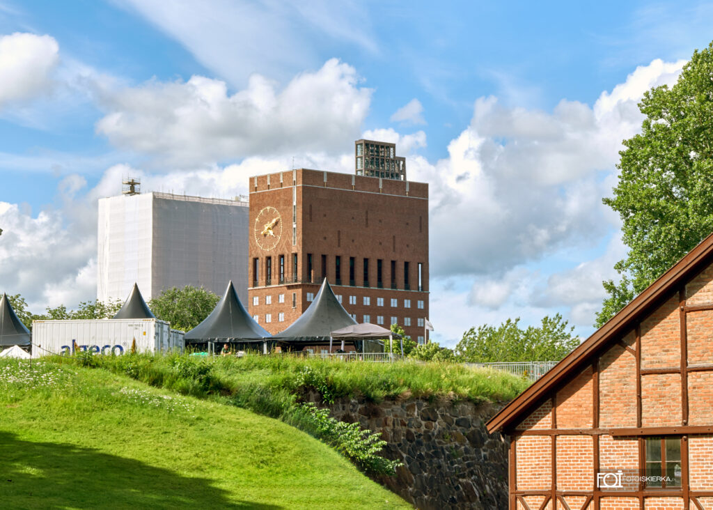 Oslo Norwegia Ratusz Oslofjorden